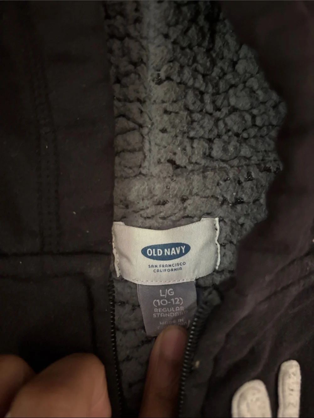 Old Navy Black Hooded Zip-Up Sweatshirt with White Lettering